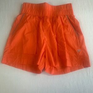 Fabletics Ultra High Waisted Piped Nylon Shorts Women‎ Small Passion Orange NWT